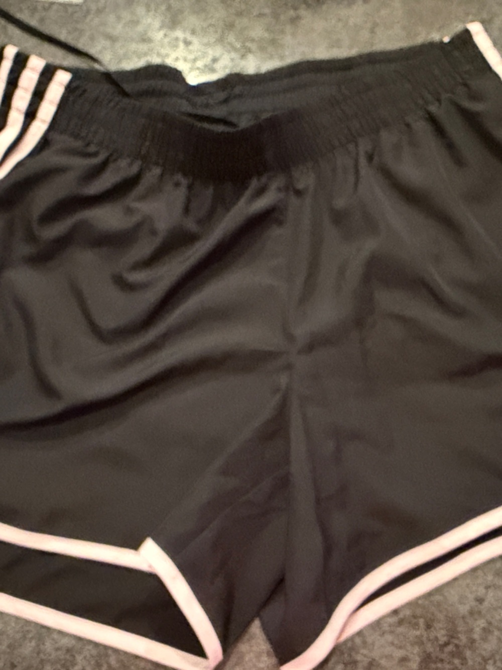 adidas Women’s Black Athletic Shorts with Light Pink Trim 1X